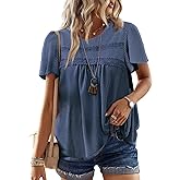Falechay Womens Summer Tops Crewneck Short Sleeve Striped Shirts Casual Ribbed Blouses Flowy Hem Boho Clothing 2026