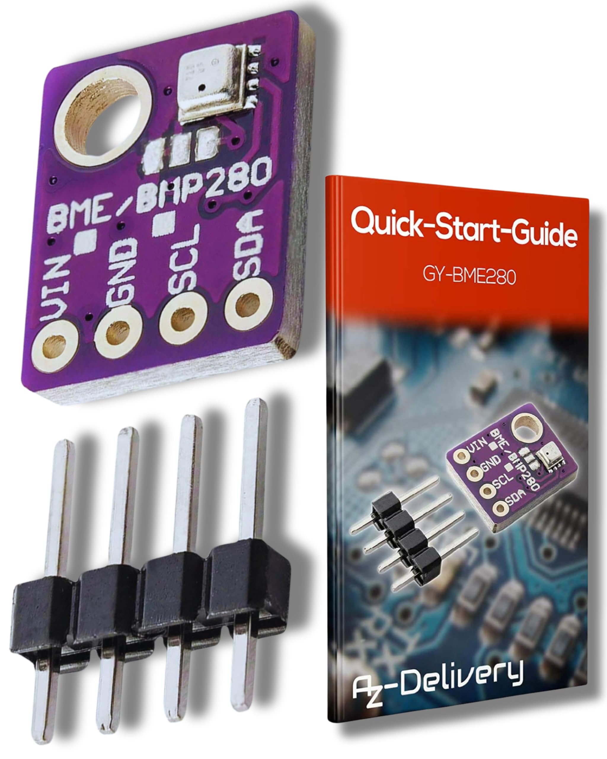 AZDelivery GY-BME280 I2C IIC BME280 Digital Breakout Barometric Air Pressure Temperature Humidity Sensor Module Board 5V 3.3V Compatible with Arduino and Raspberry Pi Including E-Book! (Pack of 5)