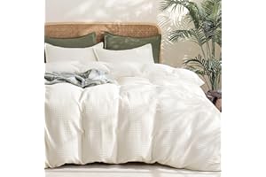 PHF Soft Waffle Duvet Cover King Size- Luxury Textured No Snagging Waffle Weave Comforter Duvet Cover(104"x90") with 2 Pillow