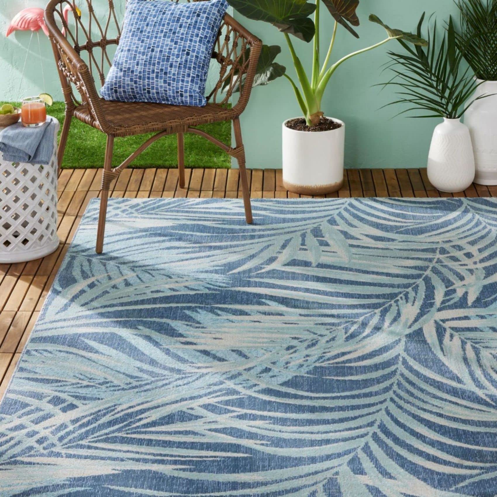Tommy Bahama Malibu Palm Springs Coastal Indoor/Outdoor Area Rug, Navy ...