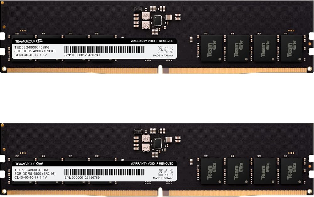 TEAMGROUP Elite DDR5 16GB Kit 2x8GB 4800MHz CL40 UDIMM Desktop RAM Upgrade