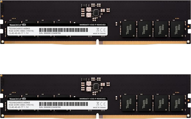 TEAMGROUP Elite DDR5 16GB Kit 2x8GB 4800MHz CL40 UDIMM Desktop RAM Upgrade