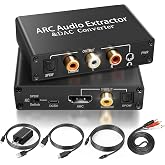 HDMI ARC Audio Extractor DAC Converter 192KHz, Optical SPDIF RCA 3.5mm | Provides SPDIF, Optical, RCA and 3.5mm stereo outputs for TVs, speakers, amplifiers and home theater systems (with 4 Cables)