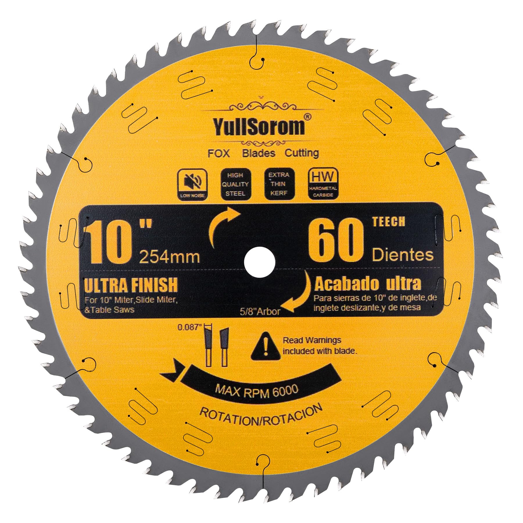 Photo 1 of 10 Inch Thin Kerf Fine Finish Crosscut Table Saw Blades, 60-Tooth ATB TCT Fine Finish Wood Cutting Circular Saw Blade with 5/8 Inch Arbor