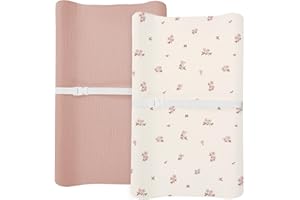 Changing Pad Cover for Baby Boy Girl 2 Pack, Muslin Changing Table Pad Covers with Boho Style, Neutral Nursery Bedding Essent