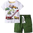 BIBNice Toddler Boy Clothes Kids Summer Cotton Outfits Shirt Short Sets Size 2-7