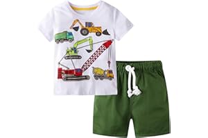 BIBNice Toddler Boy Clothes Kids Summer Cotton Outfits Shirt Short Sets Size 2-7