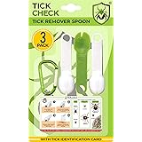 TickCheck Tick Remover Spoon - 3 Pack of Lightweight Tick Remover Tools with Free Tick ID Card & Carabiner (1 Set of 3 Spoons