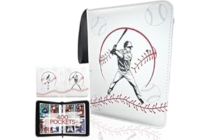 Rucher Baseball Card Binder with Sleeves 400 Pockets. Baseball Sport Trading Cards Protector Holder Album for 2024 2025 Compatible with Topps. Birthday Gifts for Sport Fans and Collectors. (White)