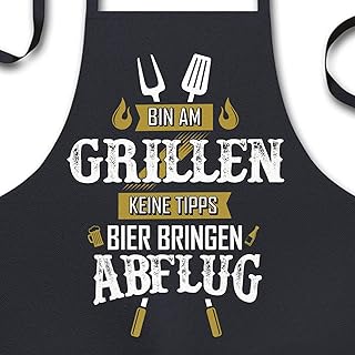 YORA Grillschürze für Männer lustig - Vatertagsgeschenk - Bin am Grillen - Kochschürze Inkl. personalisierbarer Urkunde - lustige Geschenke zum Vatertag - Geschenkideen Papa &amp; Opa
