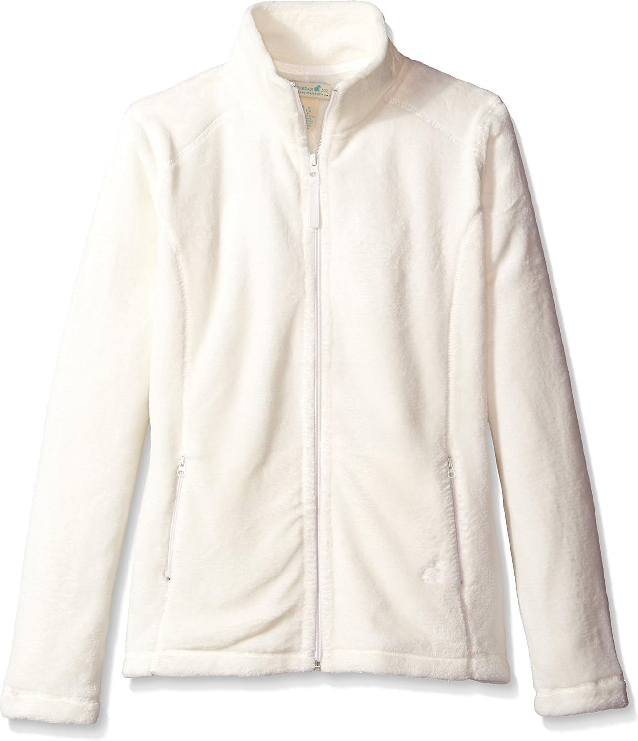 Caribbean Joe Women's Zip Up Mock Neck Cozy Fleece Jacket with Zip Pockets, Off White/White