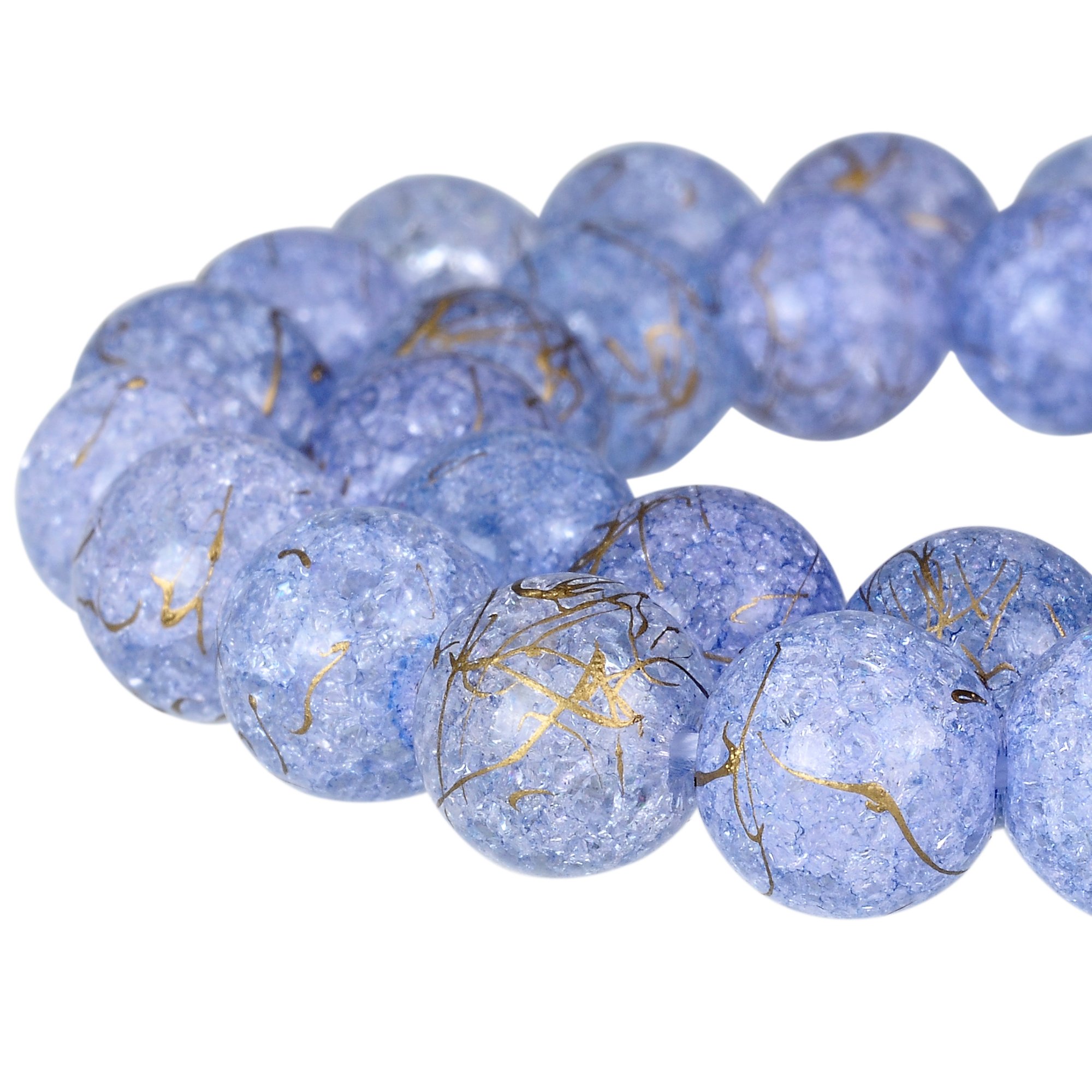 RUBYCA Round Crackle Druk Czech Crystal Pressed Glass Beads for Jewellery Making 4mm Strand (Blue)