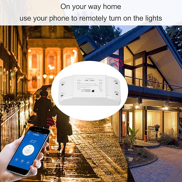 Festnight WiFi Smart Switch Compatible con Amazon Alexa y para Google Home Timer Interruptor Remoto inalmbrico de 10A 2200W para Dispositivos elctricos Universal Smart Home Automation Module