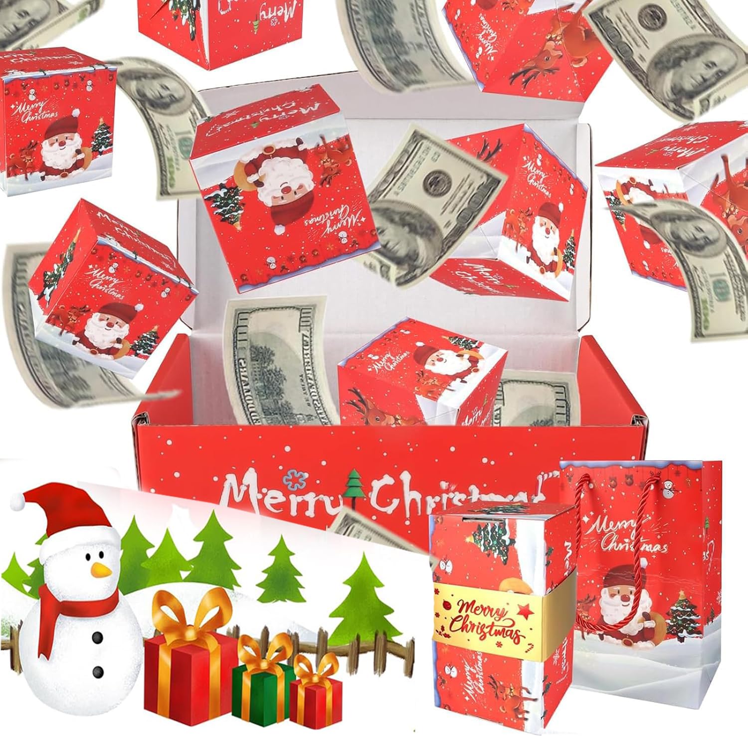 Photo 1 of 16Pcs surprise gift box set, 2025 Christmas surprise gift box, foldable and expandable, perfect for storing cash or gifts; Great for anniversary and Christmas gifts (Red)