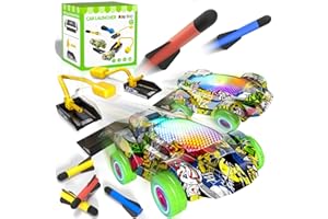 Beby Buty Indoor Outdoor Car Launcher Toys for Kids Boys, Rocket & Cars Launcher Toys Include 6 Foam Rockets & 2 Cars, Ideas 3 4 5 6 Years Boys Toys Birthday Gifts, Outdoor Toys for Kids Ages 3-5 4-8