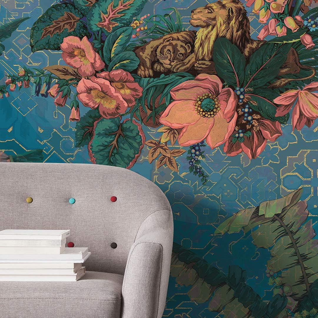 Komar HX4-030 Non-Woven Photo Wallpaper Orient Blue XXL Decoration Art Nouveau Bedroom Living Room Office Hallway Size 200 x 270 cm (Width x Height) Multi-Coloured - Image 3