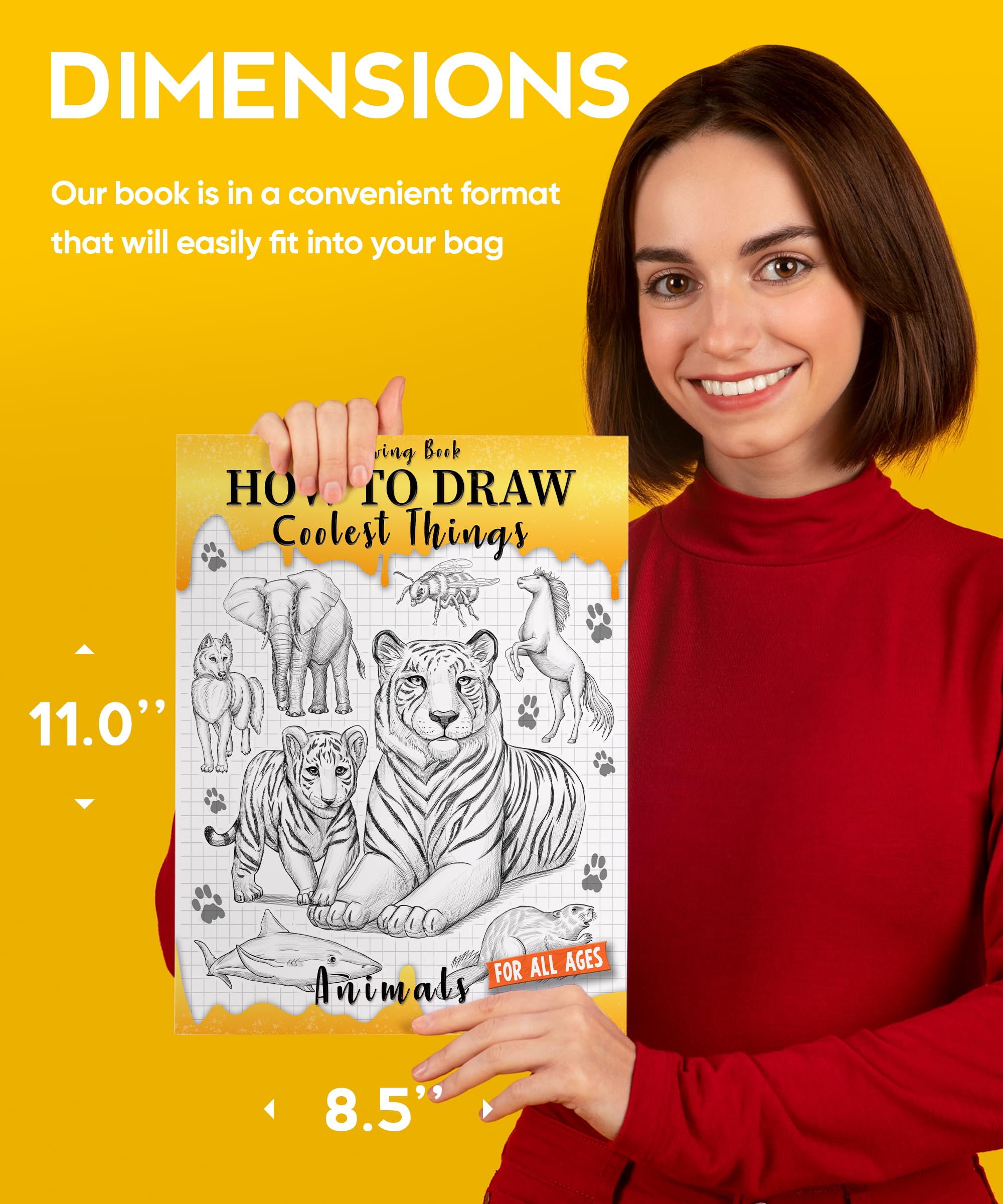 Drawing Book How to Draw Coolest Things Animals: Simple and Fun Drawing Guide that Teaches Kids How to Draw Step by Step. (Includes Animals Such as Dogs, Cats, Lions, Elephants, Dolphins, and More)