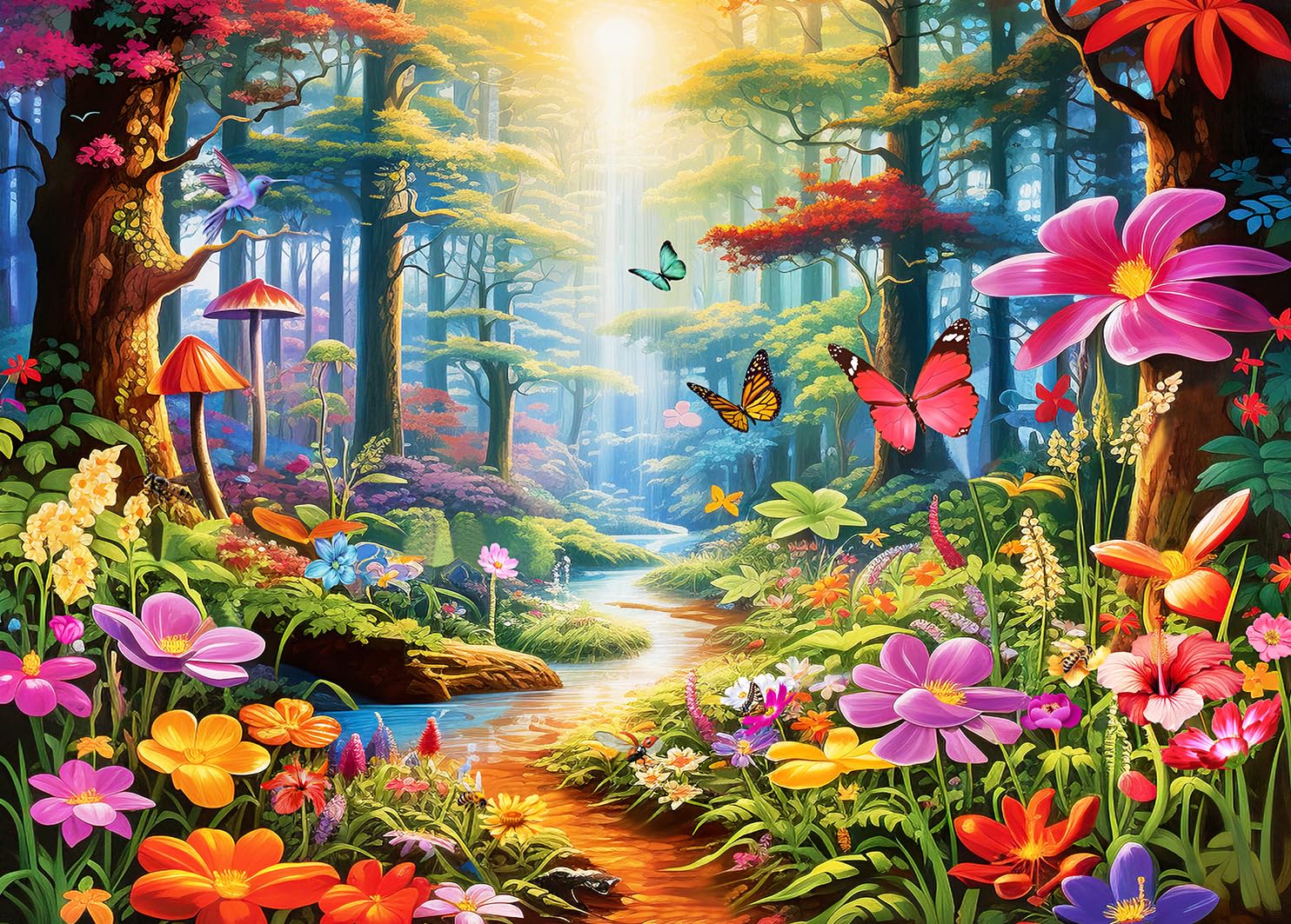 Puzzles 1000 Pieces for Adults jigsaw puzzles for adults 1000 Piece Puzzle Educational Games -Colorful Flower Jungleland- Decoration Puzzle — image 1