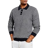 ChiaoLezhee Men's Knit Textured Polo Sweater, Long Sleeve Collared Casual Shirts