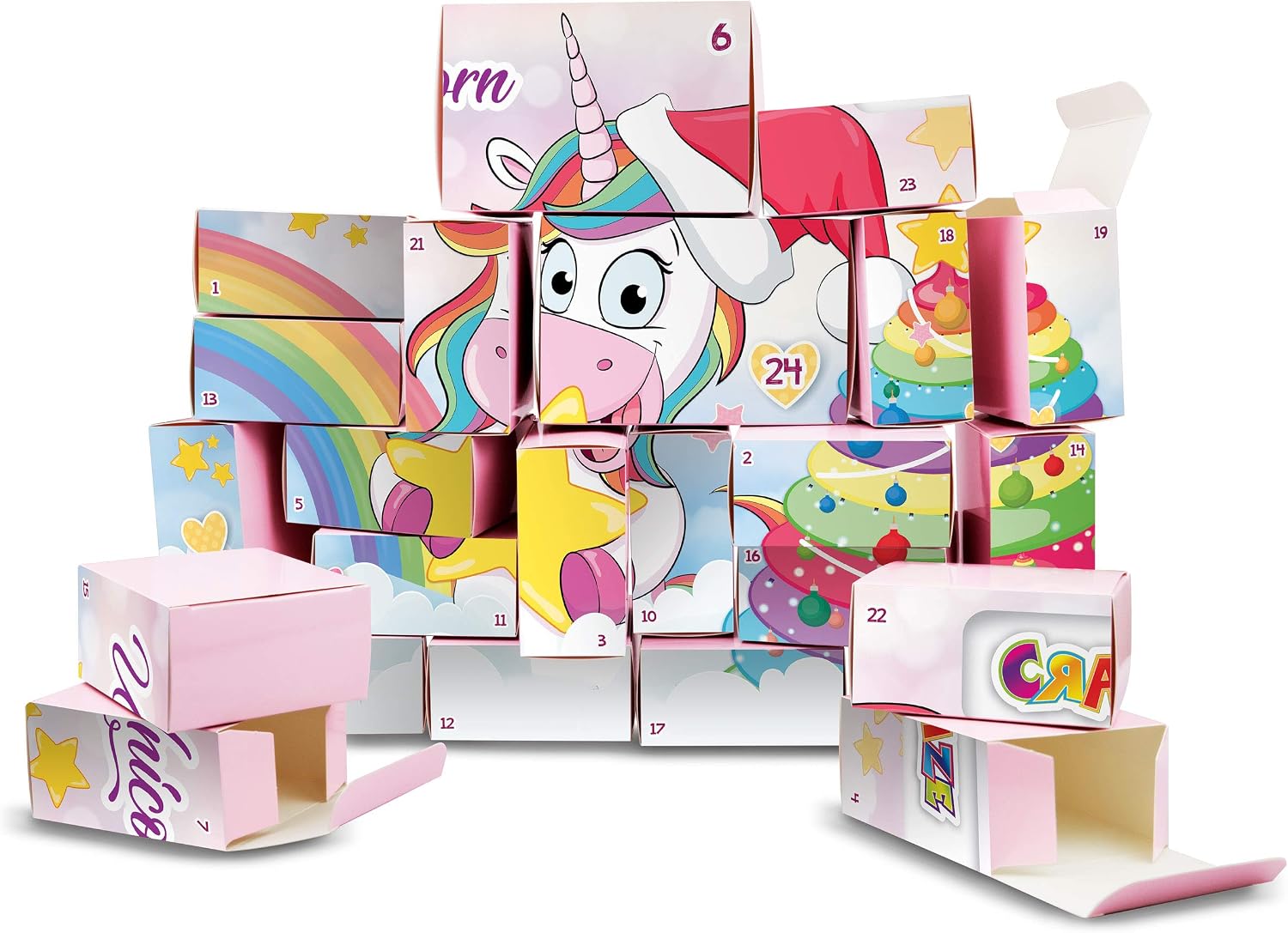 CRAZE 25321 advent christmas calendar 2020 UNICORN create your own toys calendar for girls DIY, Colorful