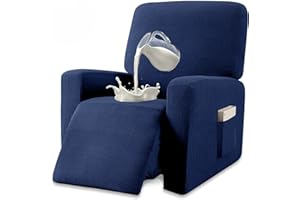 Granbest Premium Water Repellent Recliner Chair Cover High Stretch Jacquard Fabric Recliner Slipcover with Pockets (Recliner, Navy Blue)