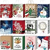 Nimbbex 24 Pack Large Christmas Gift Bags Bulk with Handles, Christmas Paper Bags with 24 Designs, Holiday Gift Bags for Xmas Presents, Party Supplies 12.6 x 10.2 x 4.7 Inches