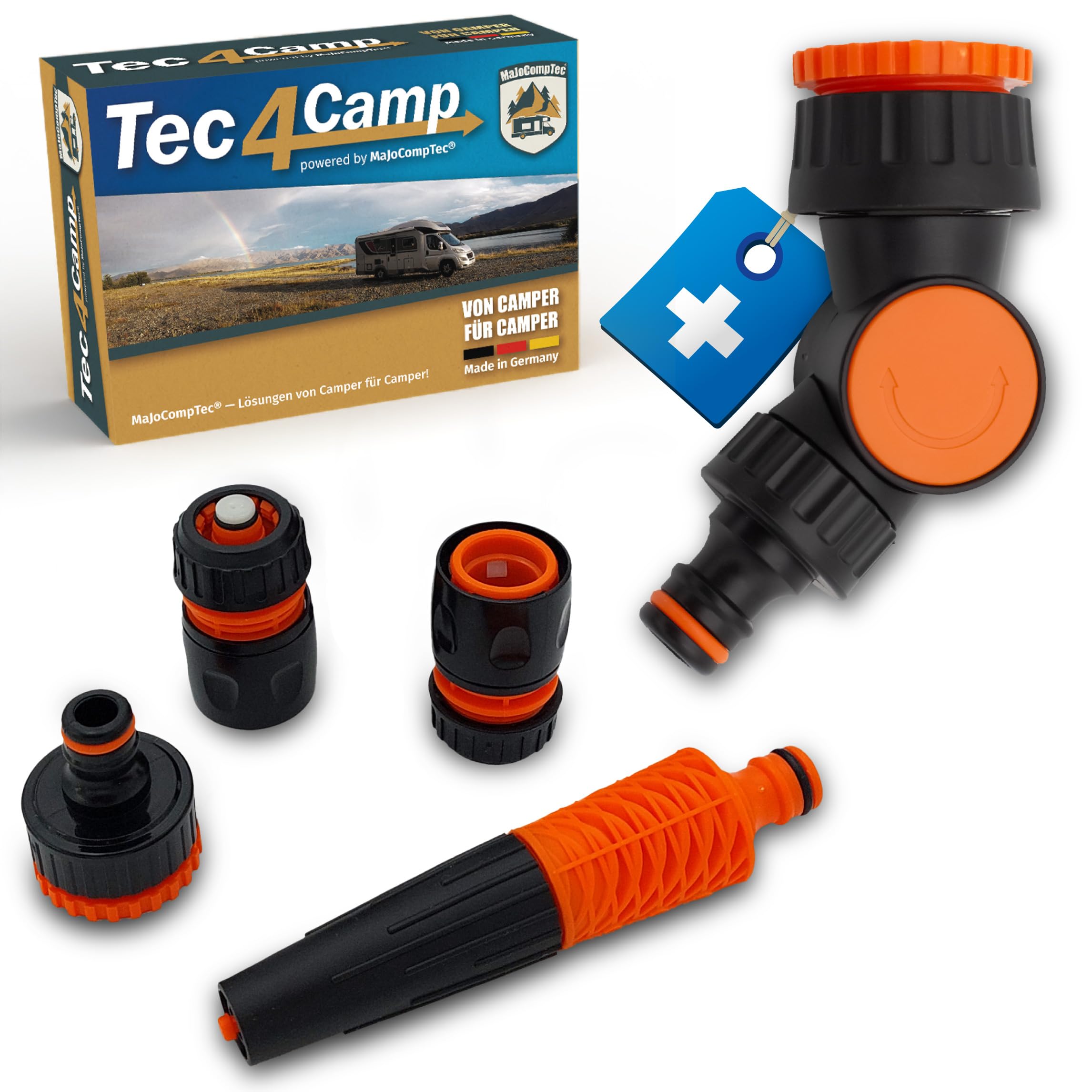 MaJoCompTec® CONNECT-2194 Connection Set, Angle Tap Piece for Irrigation Computer, Water Connection Set with Hose Coupling Tap Connection Water Sprayer (Joint Connection + Starter Set)