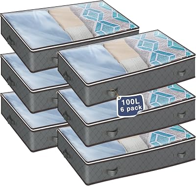 MIXC 6 Packs Underbed Storage 100L Large Box with Lid