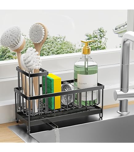 Porte-ustensiles De Cuisine En Bois - 3 Compartiments, Style Ferme Rustique - Pour Comptoir (noir) - 10