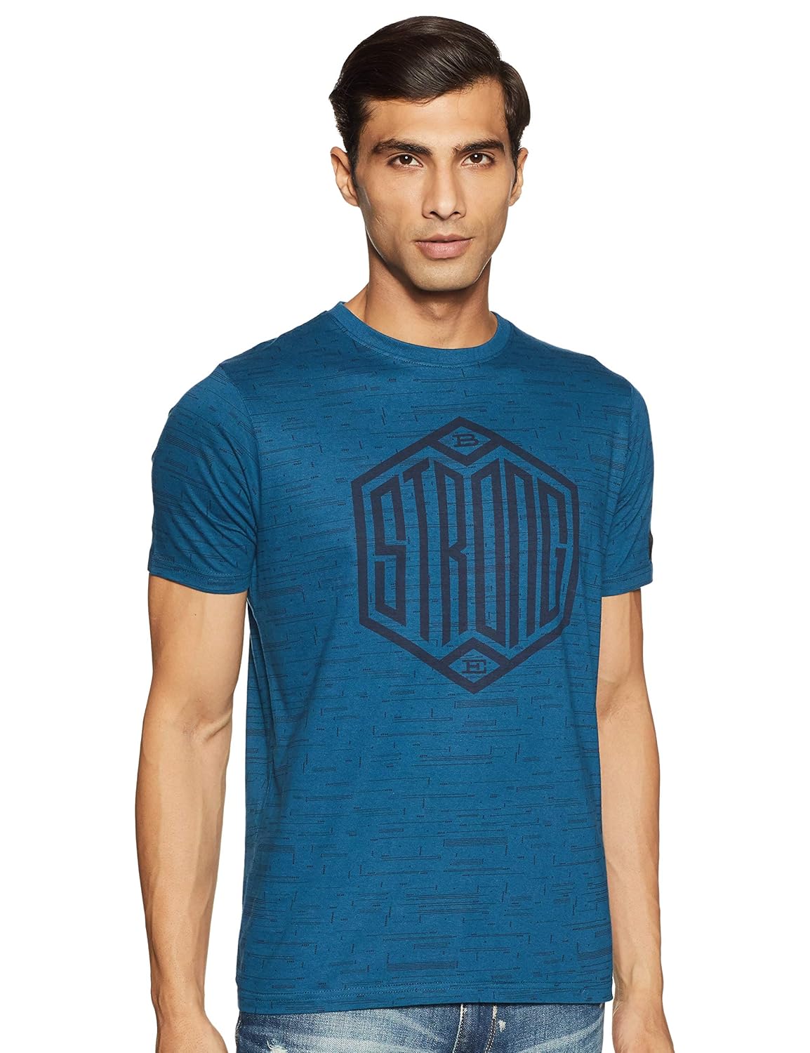 Buy Proline Men's Printed Regular fit T-Shirt (PV16015_TL_S_Teal S) at Amazon.in