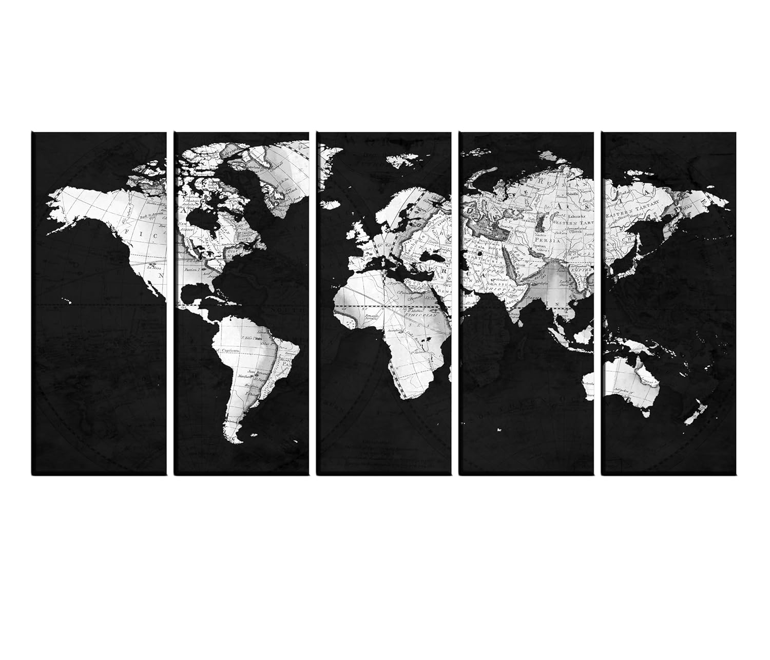 black and white world map framed Amazon Com Black And White World Map Canvas Print Framed Old black and white world map framed