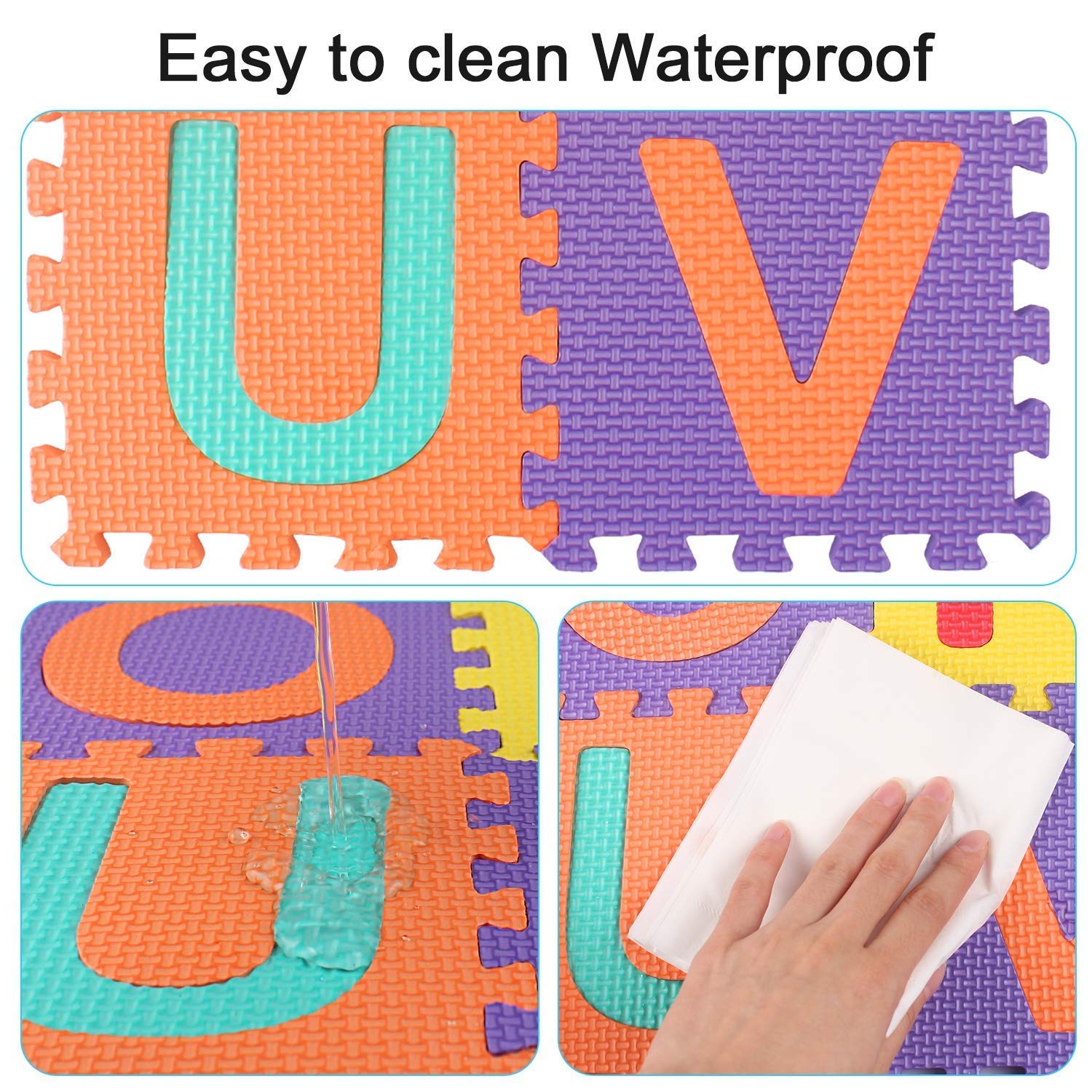 Kangler Kids Foam Puzzle Play Mat 36pcs 5.9inch x 5.9inch Interlocking EVA Floor Tiles with Alphabet and Numbers : Baby