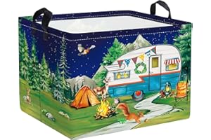 HUUMONSS Night Camping Laundry Hamper Picnic Large Storage Basket Bonfire Collapsible Adult Organizer Kids Toy Clothes Bins for Outdoor, Bathroom, Caravan, 36L