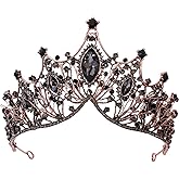 Crystal Wedding Crowns, Baroque Queen Crowns, Costume Party Hair Accessories, for Women and Girls(Black Crown)