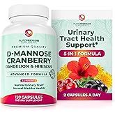 PurePremium D-Mannose with Cranberry, Hibiscus & Dandelion - 1000mg D-Mannose Supplements for Women Supports Urinary Tract Health & Bladder Health - Made in USA, Vegan, 120 Capsules, 2 Month Supply