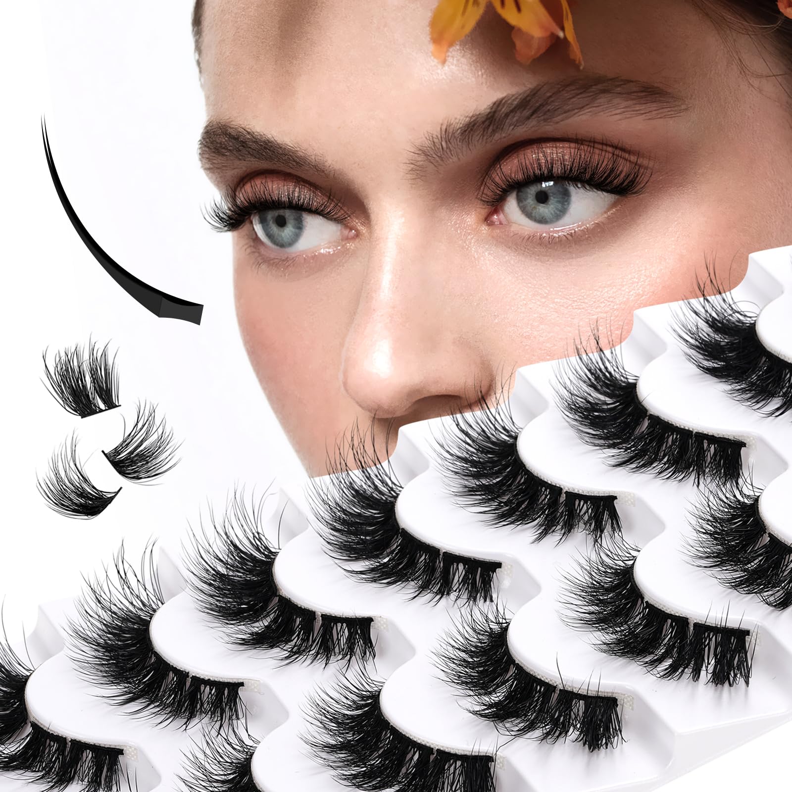 Higu clace False Eyelashes 10 Pairs Natural Wispy Lashes Soft Fluffy Mix10-16mm Individual Lashes Cluster Lightweight DIY Lash Extensions at Home - Bushy Flat 01 — image 1