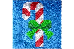 Numptain Latch Hook Kits for Kids,DIY Rug Crafts Christmas Candy Pattern Color Printed Canvas,Latch Hook Kits for Beginners Handmade Needlework Crafts Home Decoration,12"x12"