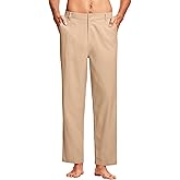 ISEEGZ 30" Men's Linen Pants Dressy Casual Work Golf Cotton Linen Trousers for Men Flat Front with Pockets Belt Loop