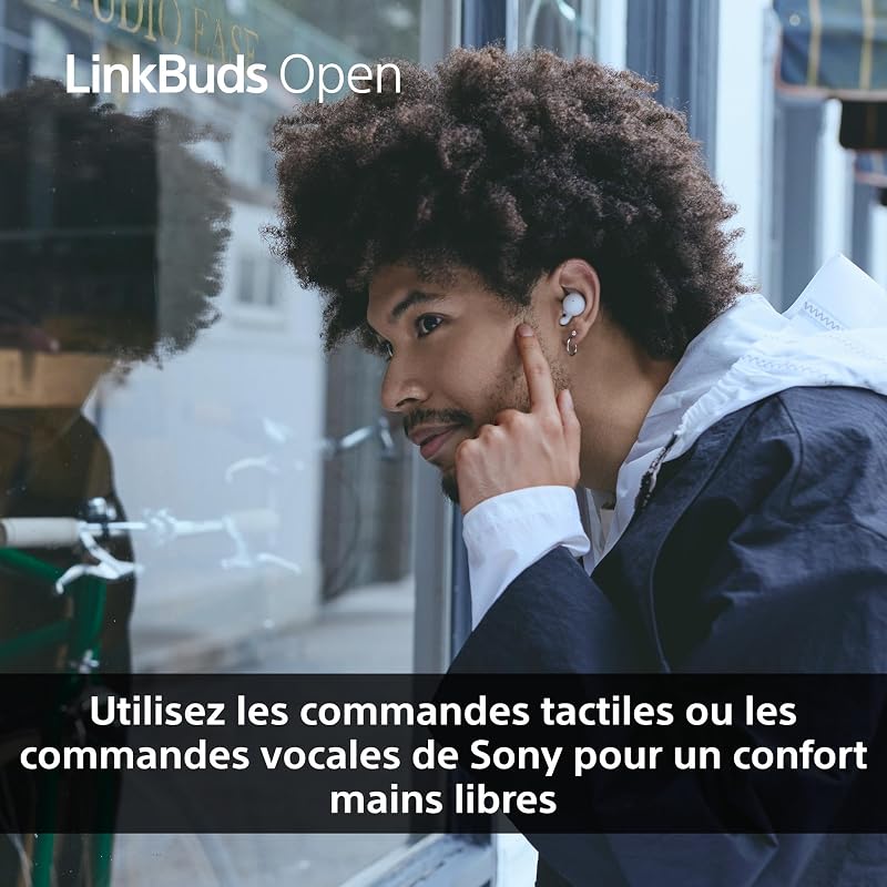 LinkBuds Open - Ecouteurs Ouverts Bluetooth sans Fil - Son Transparent, Confortables, 4, 8g, Haute qualité sonore, IPX4, Connexion multipoint, Batterie 22h, iOS et Android - Blanc