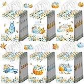 Glenmal 24 Fall Pumpkin Gift Bags Bulk A Little Pumpkin Party Favors Treat Goodie Candy Bags Birthday Party Decorations for Baby Shower 1st Birthday Fall Thanksgiving
