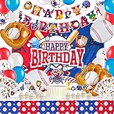 Baseball Party Decorations, Baseball Birthday Decorations Supplies Party Favors Birthday Banners, Baseball Temporary Tattoos, Baseball Balloons, Cupcake Topper Centerpieces, Backdrop Tablecloth