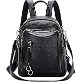 ALTOSY Fashion Genuine Leather Backpack Purse for Women Shoulder Bag Casual Daypack Small(S10 Black)