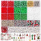 Goldwise Christmas Friendship Bracelet Kit, Xmas Beads and Letter Beads (A-Z) for Jewelry Making, Varieties of Charms for Bracelets，DIY Christmas Crafts for Gifts