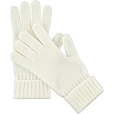Velanio Cashmere Women's 100% Cashmere Knitted Gloves Pure Soft Comfortable With Ribbed Cuffed