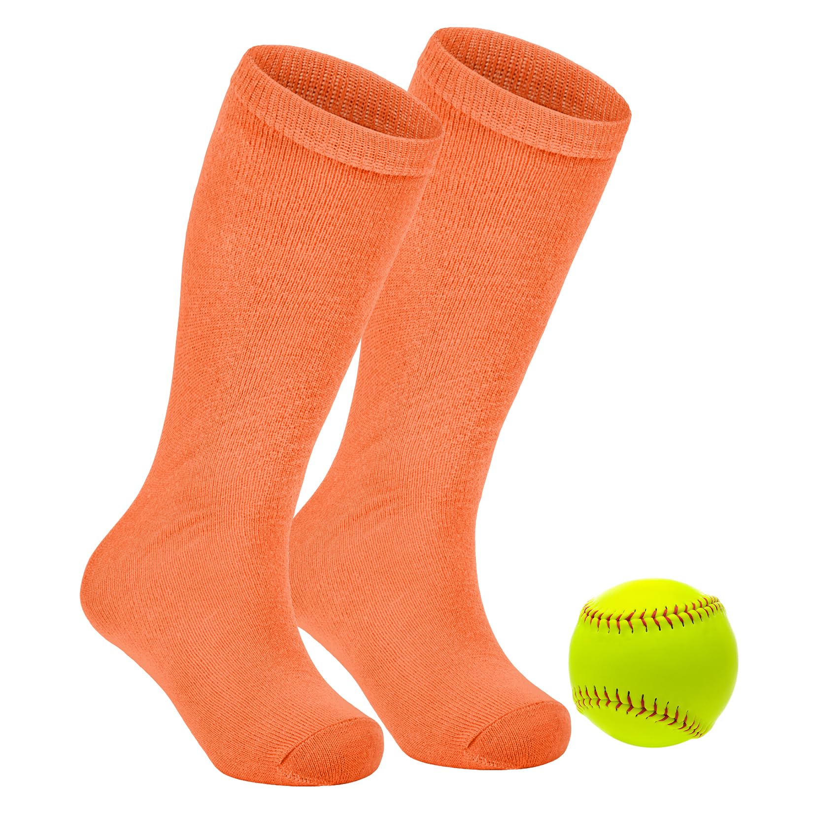 Photo 1 of Toddler Soccer Socks for Boys Basketball Baseball Sock Girls Althletic Softball Knee High Tube Long Socks for Youth 1 Pair Deep Orange 3-6 Years
