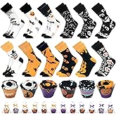 YESGIRL 24 Pairs of Unisex Halloween Socks Creative Cupcake Socks with Spooky Ghost, Pumpkin, and Bat Designs, Perfect for Halloween Goodie Bags, Party Favors, and Spooky Basket Fillers