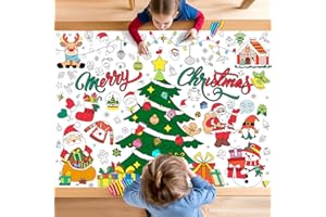 Labeol Christmas Crafts for Kids, 43.3" x 31.4" Giant Coloring Poster for Kids, Merry Christmas Coloring Tablecloth, Xmas Paper Table Cloth for Classroom Home Party Favor Supplies