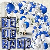 Graduation Decorations 2025 Graduation Party Decorations Set of 4 Boxes with 144pcs Balloons Arch Garland Kit Party Supplies for Any Grades Blue