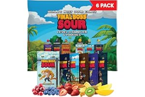 Final Boss Holiday Sour Candy, Variety Pack, 6 Packs, Level 3, Extreme Sour Fruit Chews with Real Dried Fruit, No Artificial Colors or Flavors, Low Calorie Snack for Kids, Teens & Adults