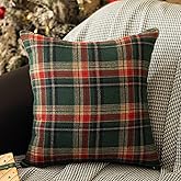 vctops Christmas Green Plaid Throw Pillow Covers 18x18 Inch Farmhouse Scottish Tartan Decorative Square Cushion Cases for Holiday Home Decor Sofa Couch (Green,18"x18")
